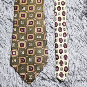 Tommy Hilfiger Tie Mens Silk Geometric Pattern‎ Made USA Italy Vintage Green